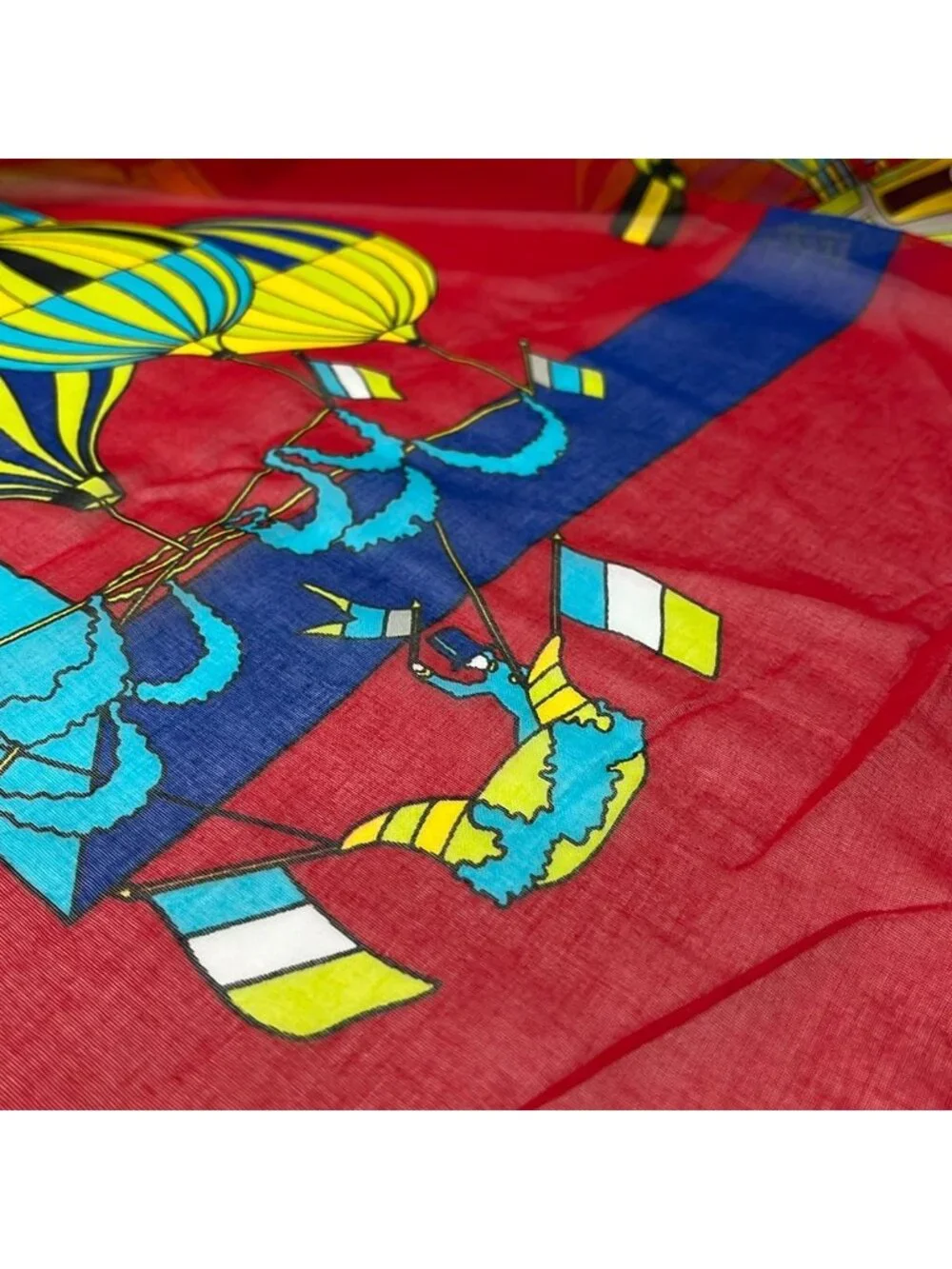 Hermes Shawl Red Yellow Multi Paz Universal Cotton Scarf